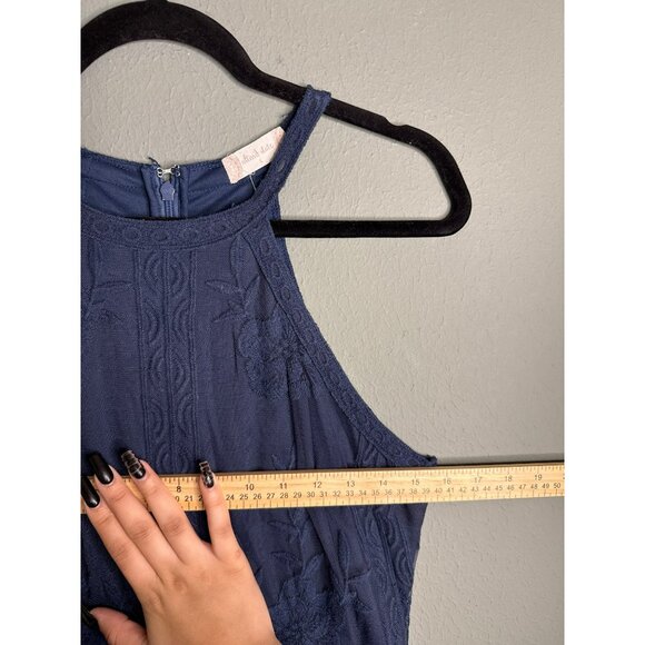 Altar'd State Women's Large Navy Maxi Sleeveless Halter Fully Lined Lace Dress - Picture 6 of 8